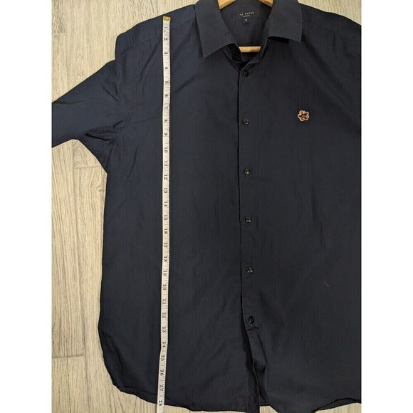 Ted Baker London Men Navy Blue Button Down Dress Shirt Sz 5 XL Magnolia Logo N15 - Picture 10 of 10